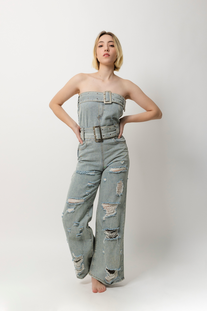 JUMPSUIT STRAPLESS DENIM 