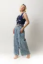PLEATED WIDE LEG JEANS 