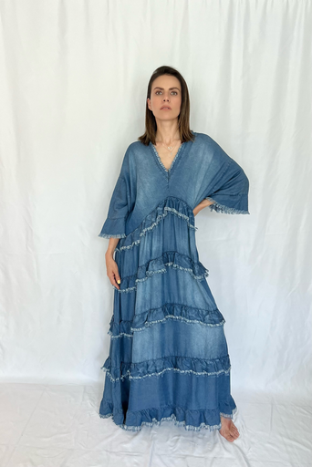 VESTIDO DISTRESSED MAXI 